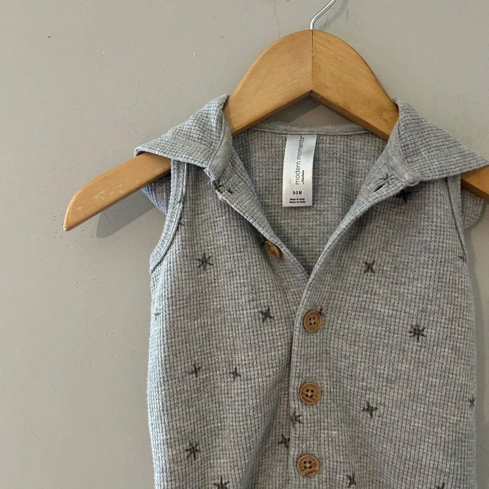 $12 ADD ON Modern Moments romper baby boy gray 0-3M Zara‎ H&M easy peasy